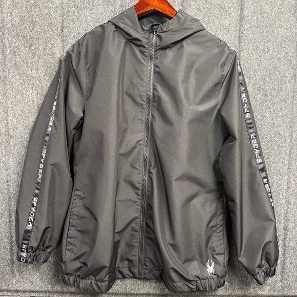 Spyder Gray Hooded Windbreaker Jacket - Picture 1 of 4